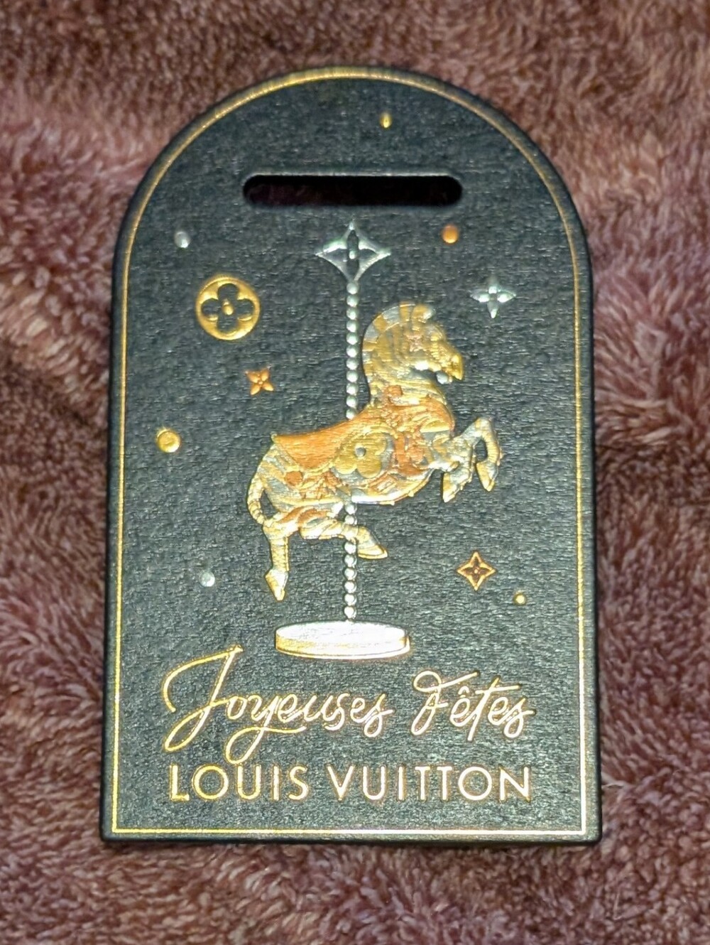 Louis Vuitton Joyeuses Fêtes Carousel Horse Holiday Gift Tag Black Gold Silver
